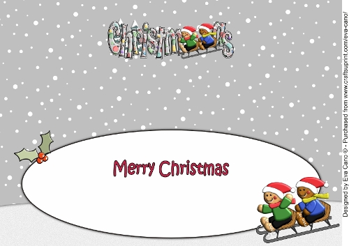 3D Gingerbread People Sledging CHRISTMAS large dl insert