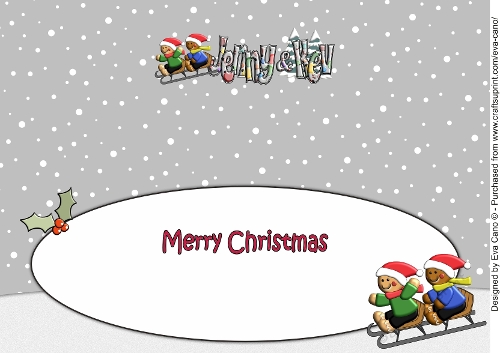 3D Gingerbread People Sledging JENNY & KEV large dl insert