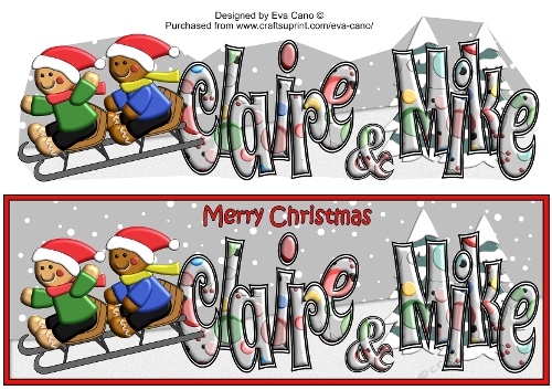 3D Gingerbread People Sledging CLAIRE & MIKE large dl