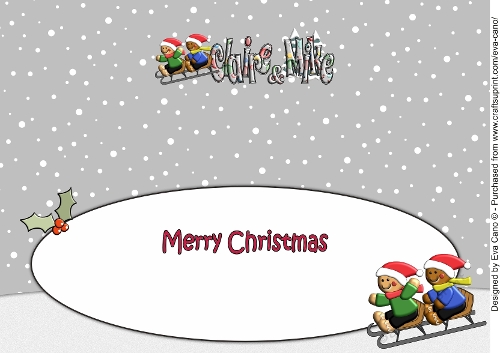 3D Gingerbread People Sledging CLAIRE & MIKE large dl insert