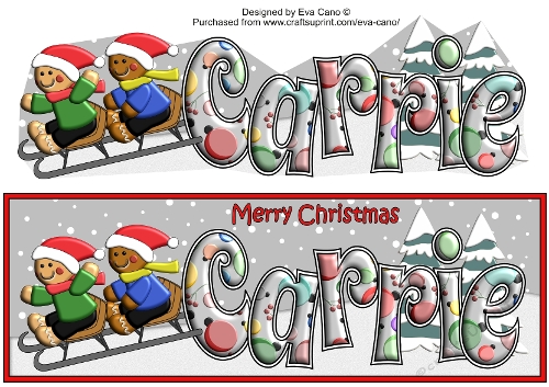 3D Gingerbread People Sledging CARRIE large dl