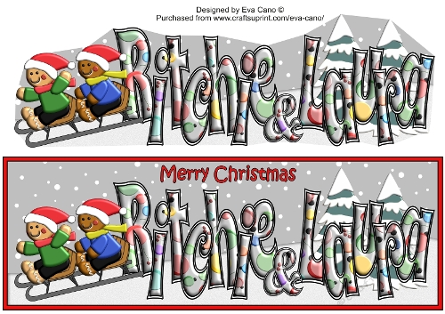3D Gingerbread People Sledging RITCHIE & LAURA large dl