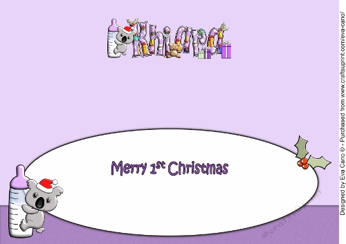 First Christmas Baby Koala and bottle KHIARA large dl insert