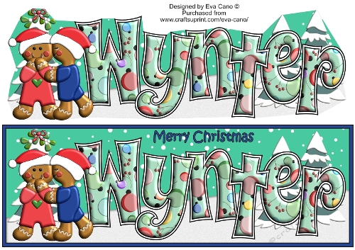 3D Gingerbread People under the Mistletoe WYNTER (boy-boy) large dl