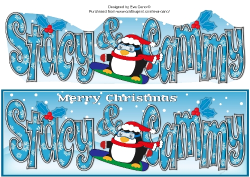 Christmas Fat Penguin Snowboarding STACY & CAMMY large dl