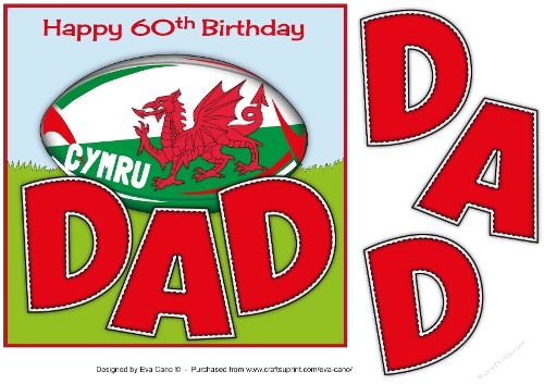 Welsh Rugby DAD 60th 7x7 in