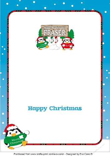 Christmas Fat Penguins with sign FRASER a5 insert