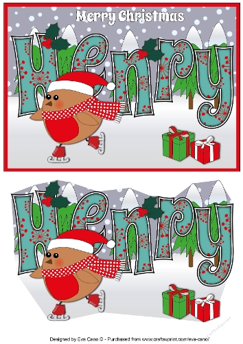 Christmas Plump Robin Skating HENRY A5