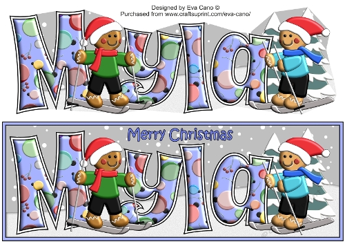 3D Gingerbread People Skiing MYLA large dl