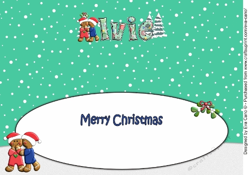 3D Gingerbread People under the Mistletoe IVIE (boy-boy) large dl insert
