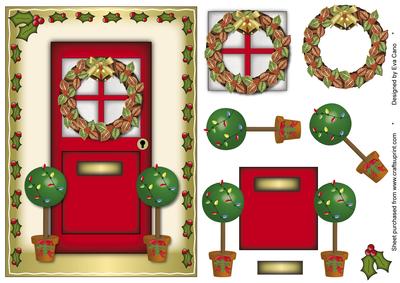 Christmas Door with Wreath Decoupage