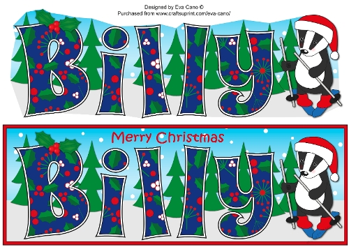 Christmas Billy the Badger Skiing BILLY large dl