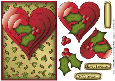 Christmas Love Hearts Decoupage