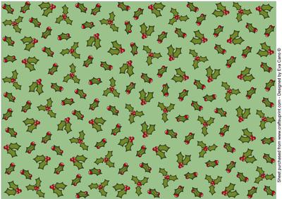 Christmas Holly Backing Paper (light Green)