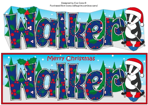 Christmas Billy the Badger Skiing WALKER large dl