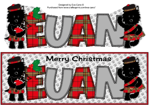Christmas Bagpiper and Highland Fling Jazz Dog EUAN large dl
