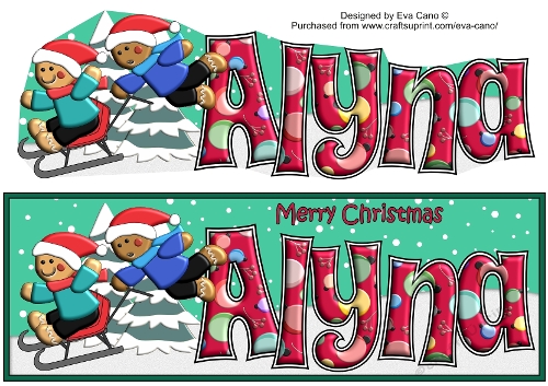 3D Gingerbread People Sledge Fun ALYNA large dl