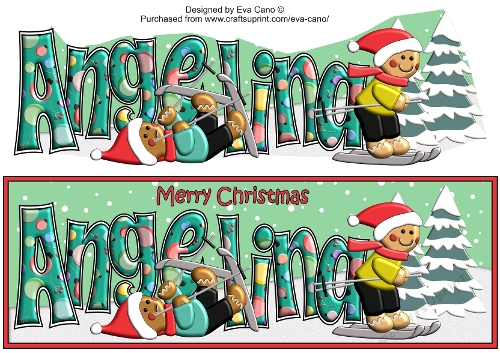 3D Gingerbread People Skiing Race ANGELINA large dl