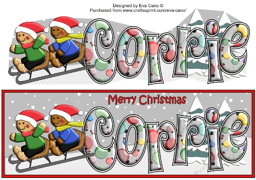 3D Gingerbread People Sledging CORRIE large dl