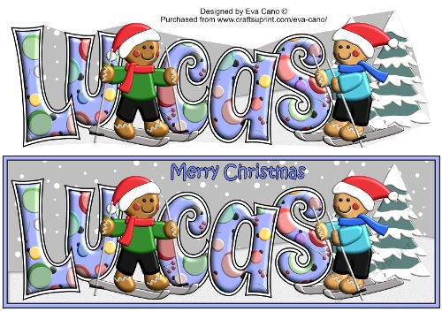 3D Gingerbread People Skiing LUCAS large dl