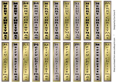 Merry Christmas Vertical Tags in Silver and Gold
