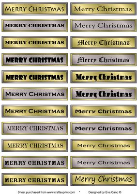 Merry Christmas Tags in Silver and Gold (horizontal)