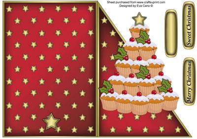 Cupcake Christmas Tree Cut and Fold