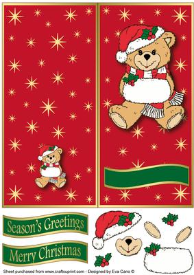 Christmas Teddy Dl Cut and Fold