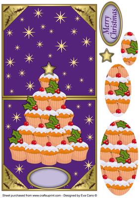 Cupcake Christmas Tree Over the Edge (dark Purple)