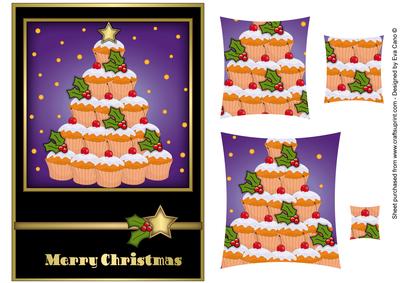 Cupcake Christmas Tree Pyramid (dark Purple)