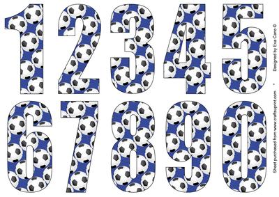 Big Numbers with Football Pattern (blue)