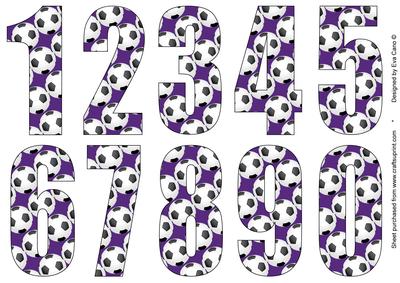 Big Numbers with Football Pattern (deep Purple)