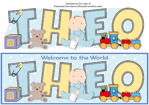 New Baby Boy THEO with Cute Baby & Bottle large dl