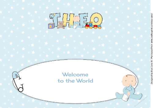 New Baby Boy THEO with Cute Baby & Bottle large dl insert