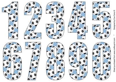 Big Numbers with Football Pattern (sky Blue)