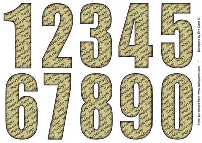 Big Numbers with Happy Birthday Pattern (khaki)