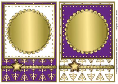 Christmas Blank Card Fronts in Deep Purple and White