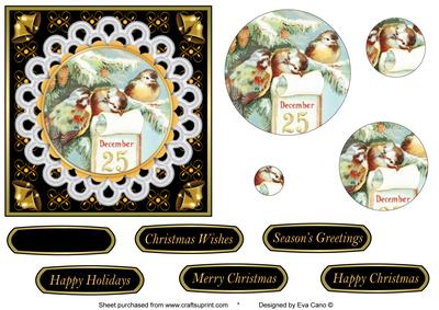 Vintage Christmas Birds Topper