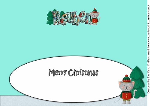 Christmas Cat Elf REUBEN large dl insert