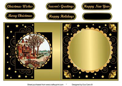 Christmas Scene Fold Back in Black