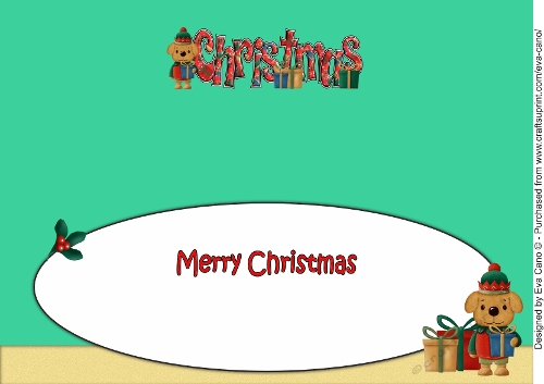 Christmas Dog Elf with presents CHRISTMAS large dl insert