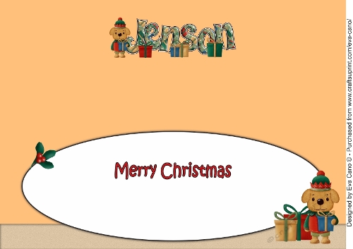 Christmas Dog Elf with presents JENSON large dl insert