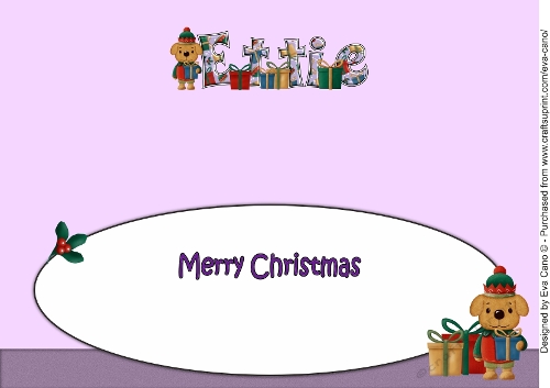 Christmas Dog Elf with presents ETTIE large dl insert