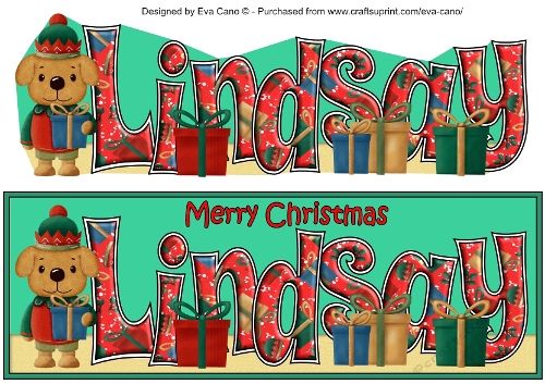 Christmas Dog Elf with presents LINDSAY large dl