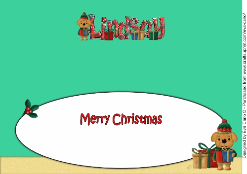 Christmas Dog Elf with presents LINDSAY large dl insert
