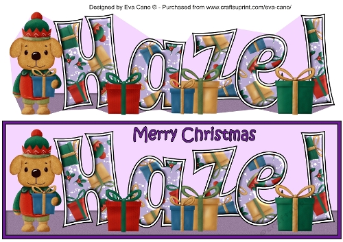 Christmas Dog Elf with presents HAZEL large dl