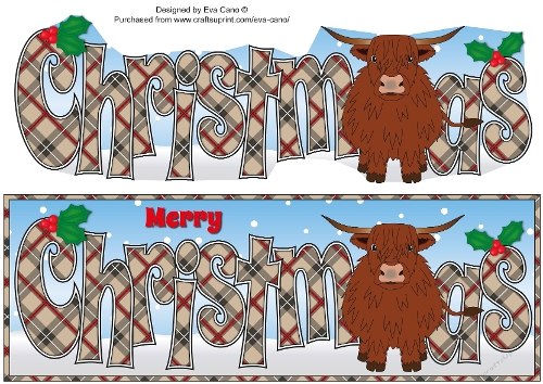 Christmas Highland Cow CHRISTMAS large dl