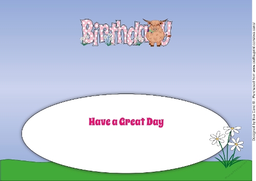 Highland Cow BIRTHDAY large dl 4 insert