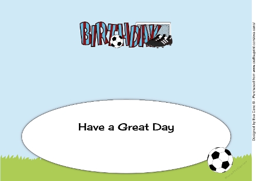 Football Boots & Football with maroon & blue stripes BIRTHDAY large dl insert