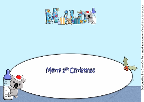 First Christmas Baby Koala and bottle MILO large dl insert
